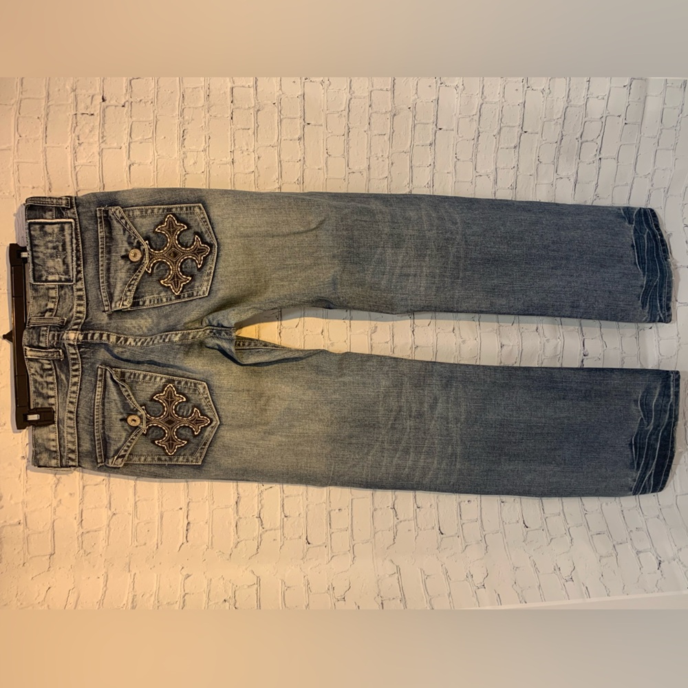 Helix Boot Cut lightly Distressed Jeans Y2K Grunge Rocker Biker